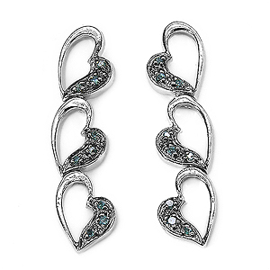 0.10 Carat Blue Diamond .925 Sterling Silver Earrings