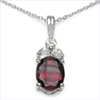 3.61 Carat Genuine Garnet & White Topaz .925 Sterling Silver Pendant