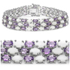 23.75 Carats Genuine Amethyst & Opal .925 Sterling Silver Bracelet