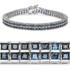 12.24 Carat Genuine Blue Sapphire .925 Sterling Silver Bracelet
