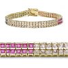 6.80 Carat Genuine Multisapphire 14K Yellow Gold Plating .925 Sterling Silver Bracelet