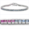 6.21 Carat Genuine Multisapphire .925 Sterling Silver Bracelet
