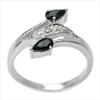 0.51 Carat Genuine Sapphire & White Diamond .925 Sterling Silver Ring