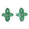 1.94 Carat Genuine Emerald & White Diamond .925 Sterling Silver Earrings