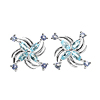 2.08 Carats Genuine Blue Topaz & Tanzanite .925 Sterling Silver Earrings