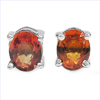 1.00 Carat Genuine Orange Sapphire .925 Sterling Silver Earrings