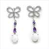 4.70 Carats Genuine Opal, Amethyst & White Topaz .925 Sterling Silver Earrings