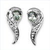 0.40 Carat Genuine Green Sapphire & White Diamond .925 Sterling Silver Earrings