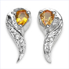 0.40 Carat Genuine Yellow Sapphire & White Diamond .925 Sterling Silver Earrings