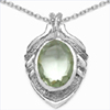 7.92 Carat Genuine Green Amethyst & White Diamond .925 Sterling Silver Pendant