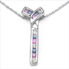 0.60 Carat Genuine Multi Sapphire .925 Sterling Silver Pendant