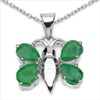 3.00 Carat Genuine Emerald .925 Sterling Silver Pendant
