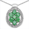 1.90 Carat Genuine Emerald .925 Sterling Silver Pendant