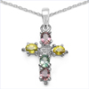 1.25 Carat Genuine Multisapphire .925 Sterling Silver Pendant
