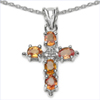 1.25 Carat Genuine Orange Sapphire .925 Sterling Silver Pendant
