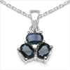 1.97 Carat Genuine Blue Sapphire & White Diamond .925 Sterling Silver Pendant
