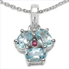 1.98 Carat Genuine Blue Topaz & Ruby .925 Sterling Silver Pendant
