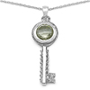 3.76 Carat Genuine Green Amethyst & White Diamond .925 Sterling Silver Pendant