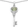 2.66 Carat Genuine Green Amethyst & White Diamond .925 Sterling Silver Pendant