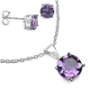 4.05 Carat Genuine Amethyst .925 Sterling Silver Pendant Set