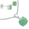 4.05 Carat Genuine Emerald .925 Sterling Silver Pendant Set