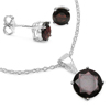 5.20 Carat Genuine Garnet .925 Sterling Silver Pendant Set