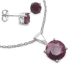 5.20 Carat Genuine Ruby .925 Sterling Silver Pendant Set