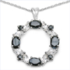 4.24 Carat Genuine Sapphire & White Topaz .925 Sterling Silver Pendant