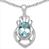 1.00 Carat Genuine Blue Topaz .925 Sterling Silver Pendant
