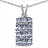 2.10 Carat Genuine Tanzanite & White Topaz .925 Sterling Silver Pendant