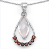 3.93 Carat Genuine Rose Quartz & Garnet .925 Sterling Silver Pendant