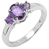 1.05 Carats Genuine Amethyst .925 Sterling Silver Ring