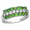 1.62 Carat Genuine Chrome Diopside & White Topaz .925 Sterling Silver Ring