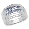 1.00 Carats Genuine Tanzanite .925 Sterling Silver Ring