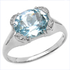 5.29 Carat Genuine Blue & White Topaz .925 Sterling Silver Ring
