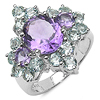 4.92 Carat Genuine Amethyst & Blue Topaz .925 Sterling Silver Ring