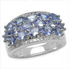 2.80 Carat Genuine Tanzanite & White Topaz .925 Sterling Silver Ring