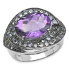 4.00 Carat Genuine Amethyst & Tanzanite .925 Sterling Silver Ring