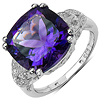 6.05 Carat Genuine Amethyst & White Topaz .925 Sterling Silver Ring