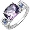 2.60 Carat Genuine Amethyst & Tanzanite .925 Sterling Silver Ring