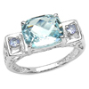 3.50 Carat Genuine Blue Topaz & Tanzanite .925 Sterling Silver Ring