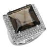 20.90 Carat Genuine Smoky & White Topaz .925 Sterling Silver Ring