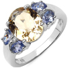 "2.75 Carat Genuine Citrine, Tanzanite & White Topaz .925 Sterling Silver Ring"
