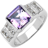 2.50 Carat Genuine Amethyst & White Topaz .925 Sterling Silver Ring