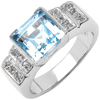 3.00 Carat Genuine Blue & White Topaz .925 Sterling Silver Ring