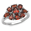 0.45 Carat Genuine Garnet & White Topaz .925 Sterling Silver Ring