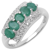 0.90 Carat Genuine Emerald & White Diamond .925 Sterling Silver Ring