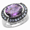 4.00 Carat Genuine Amethyst & Tanzanite .925 Sterling Silver Ring