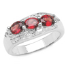 1.05 Carat Genuine Garnet & White Topaz .925 Sterling Silver Ring