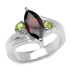 1.60 Carat Genuine Garnet & Peridot .925 Sterling Silver Ring